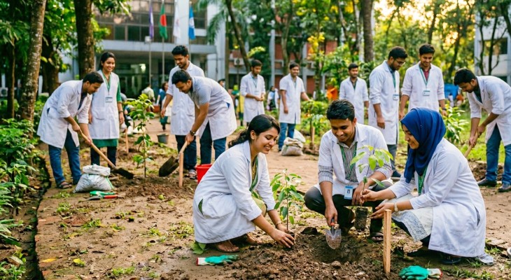 ওরিয়েন্টেশন ক্লাসের দিন সাড়ে ১১ হাজার মেডিকেল শিক্ষার্থীর বৃক্ষরোপণ